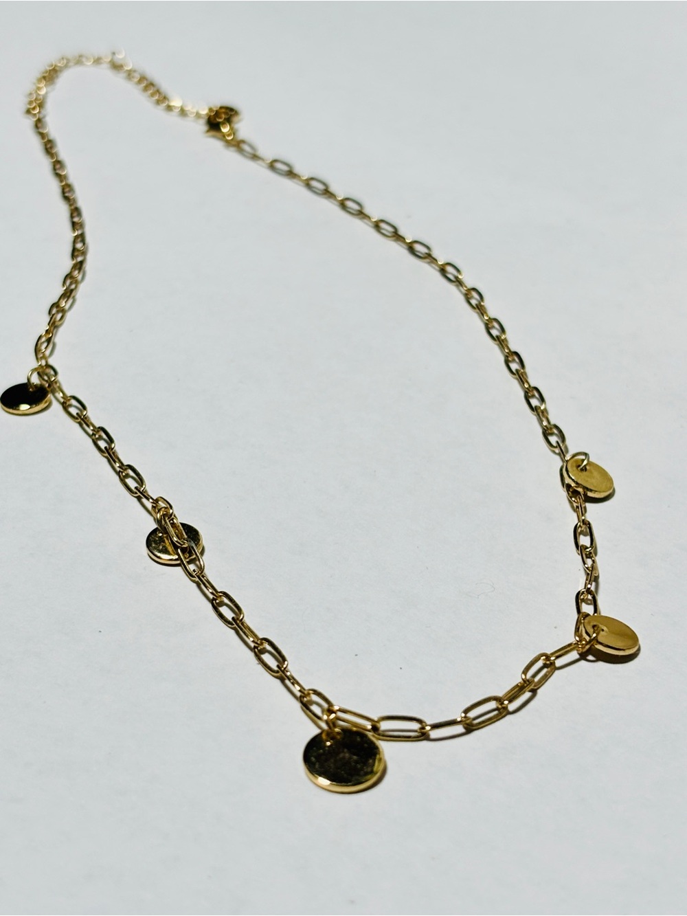 Gold Disc Charm Link Necklace